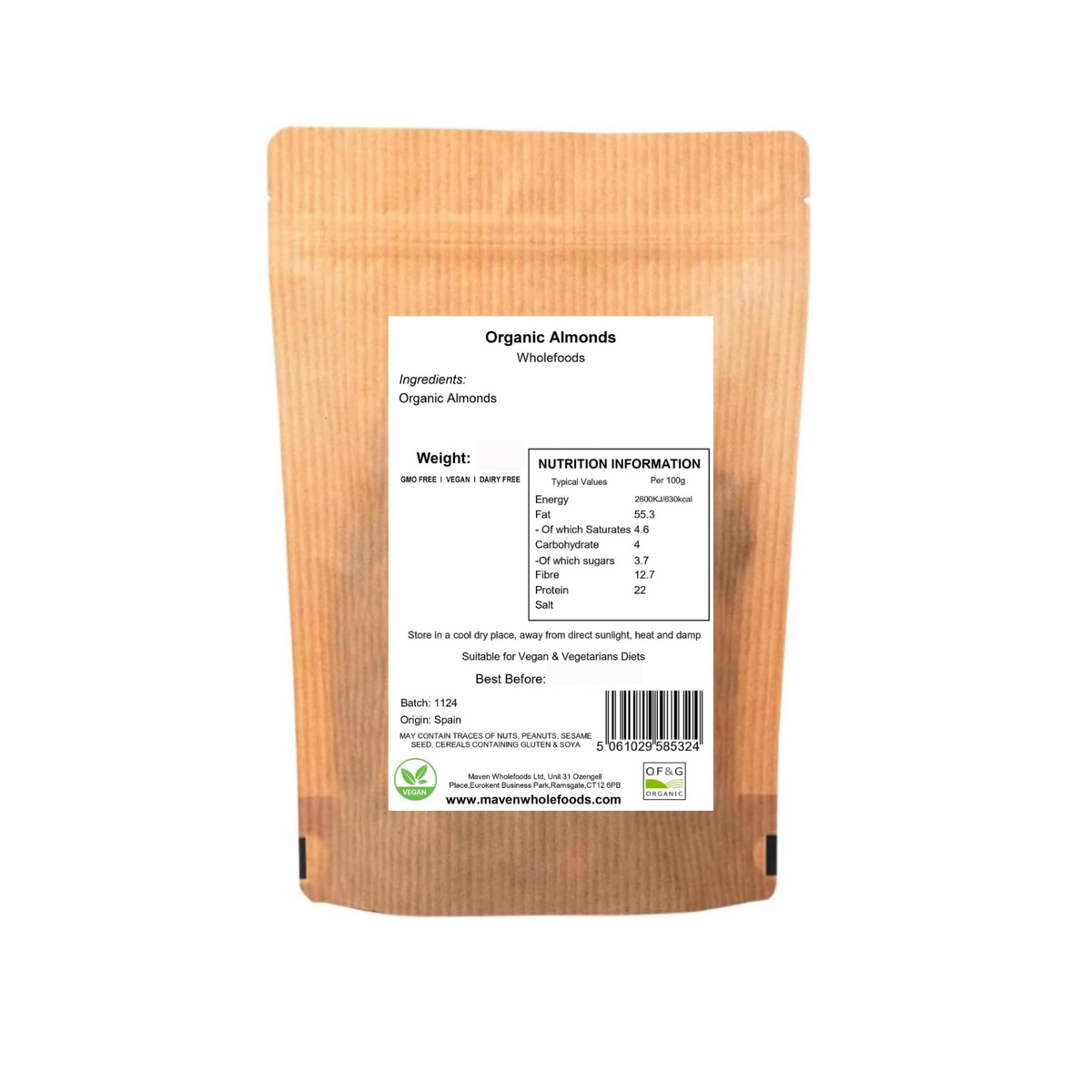 Organic Almonds Whole Nut